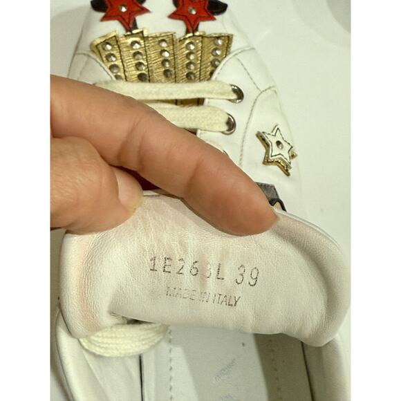 Prada Leather Robot Queen Patchwork Low Top Platform Sneaker White Women's EU 39 - Picture 6 of 7